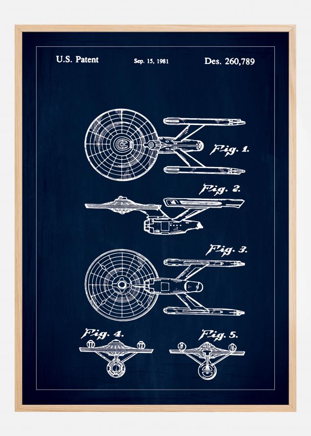 Bildverkstad Patenttekening - Star Trek - USS Enterprise - Blauw Poster