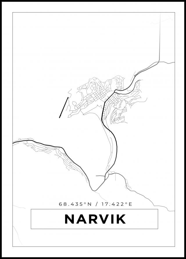 Bildverkstad Map - Narvik - White Poster