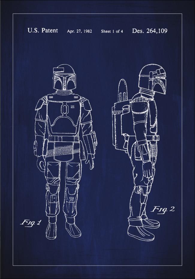 Bildverkstad Patenttekening - Star Wars - Boba Fett - Blauw Poster