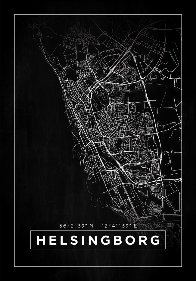 Bildverkstad Map - Helsingborg - Black Poster