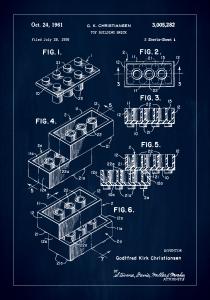 Lagervaror egen produktion Patent Print - Lego Block I - Blue Poster