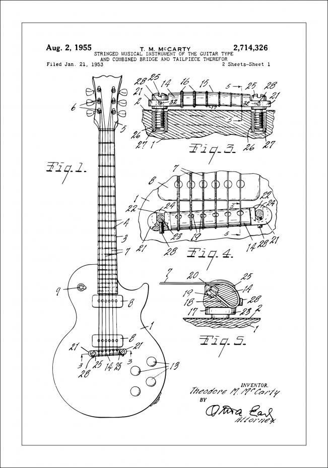 Bildverkstad Patenttekening - Elektrische gitaar I Poster