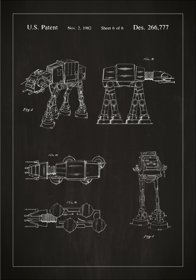 Bildverkstad Patenttekening - Star Wars - Walker - Zwart Poster
