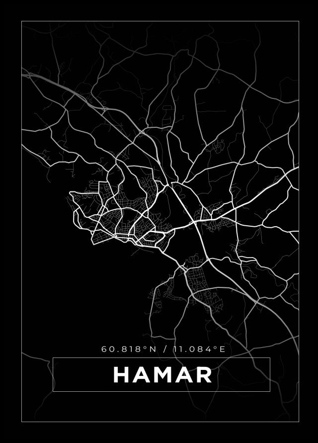 Bildverkstad Map - Hamar - Black Poster