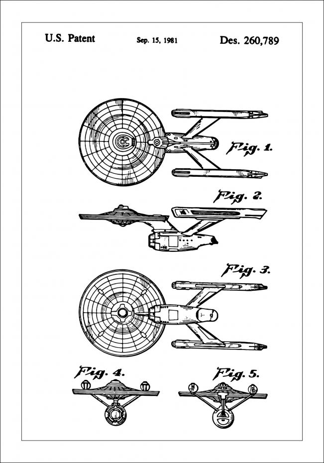 Bildverkstad Patenttekening - Star Trek - USS Enterprise Poster