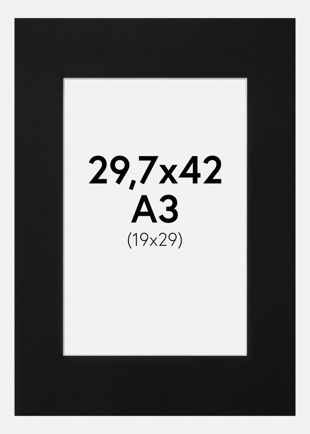 Artlink Passe-partout Zwart Standaard (Witte kern) 29,7x42 cm (19x29)