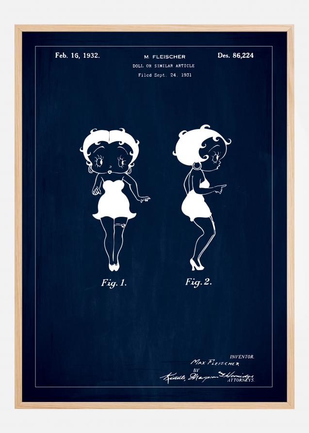 Bildverkstad Patenttekening - Betty Boop - Blauw Poster