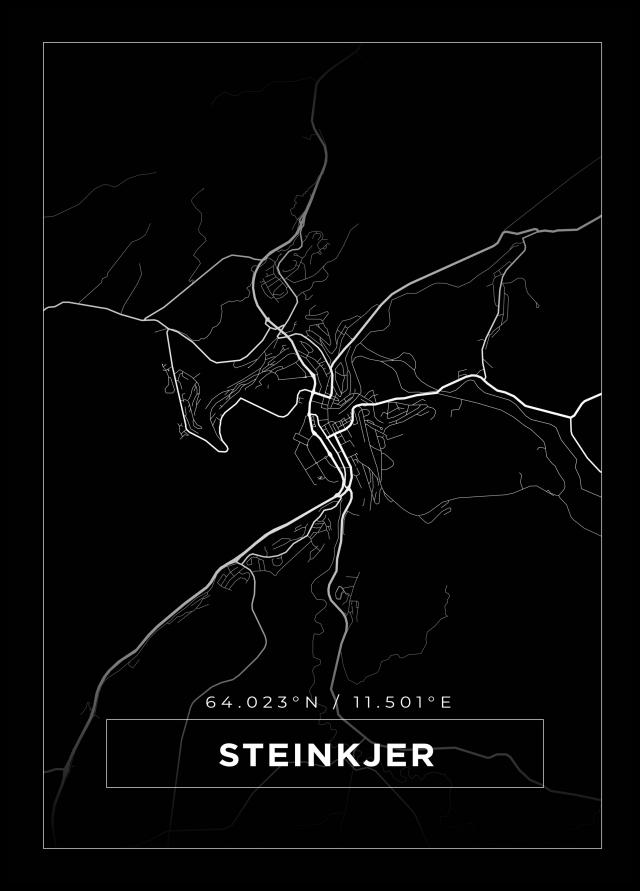 Bildverkstad Map - Steinkjer - Black Poster