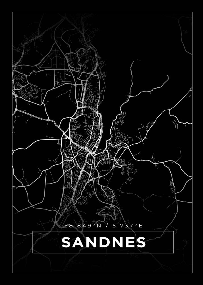 Bildverkstad Map - Sandnes - Black Poster