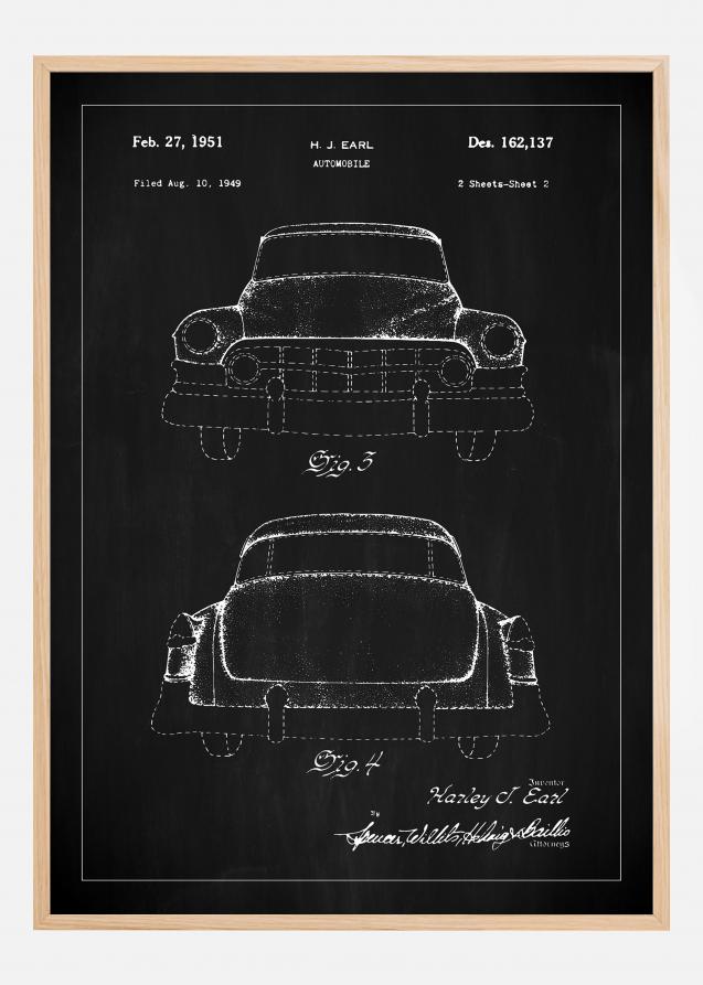Bildverkstad Patenttekening - Cadillac II - Zwart Poster