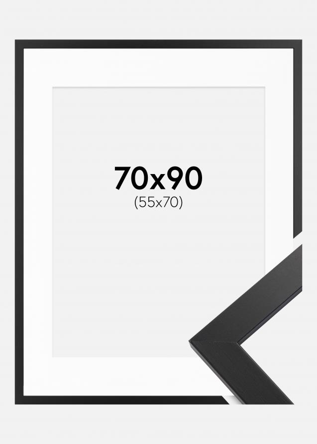 Ram med passepartou Kader Black Wood 70x90 cm - Passe-partout Wit 56x71 cm