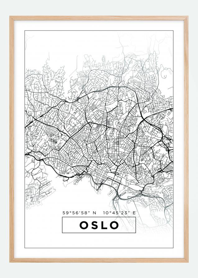 Bildverkstad Map - Oslo - White Poster