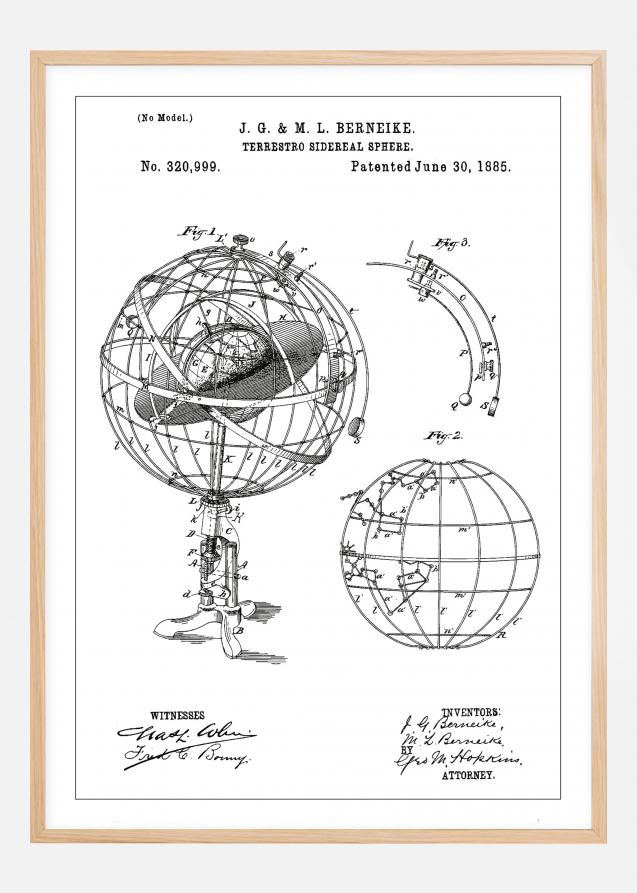 Bildverkstad Patenttekening - Astronomisch model - Wit Poster