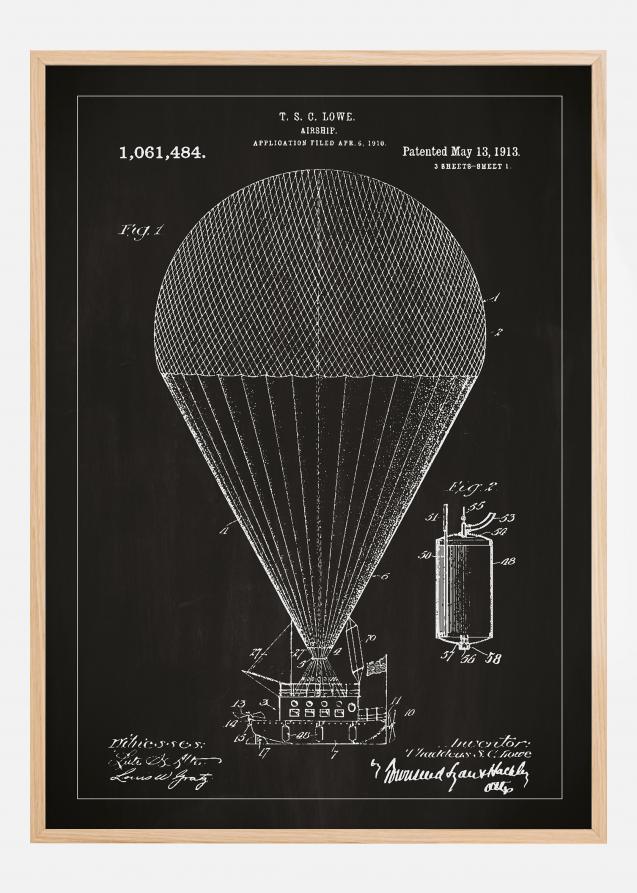 Bildverkstad Patenttekening - Luchtschip - Zwart Poster