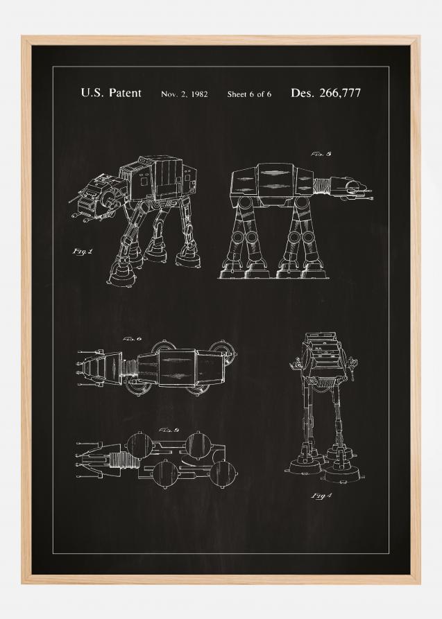 Bildverkstad Patenttekening - Star Wars - Walker - Zwart Poster