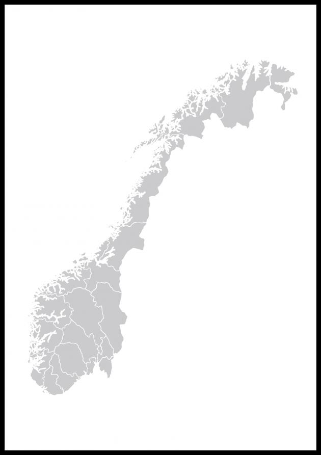 Bildverkstad Map - Norge - Grijs Poster
