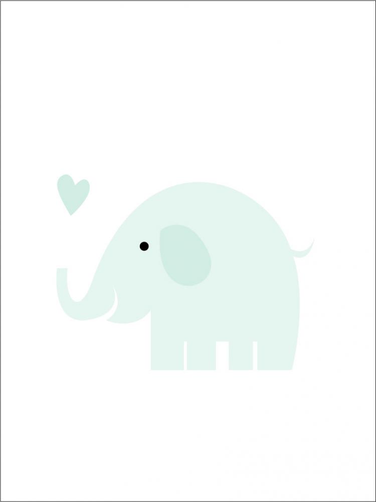 Malimi Posters Olifant Solo - IJsblauw Poster