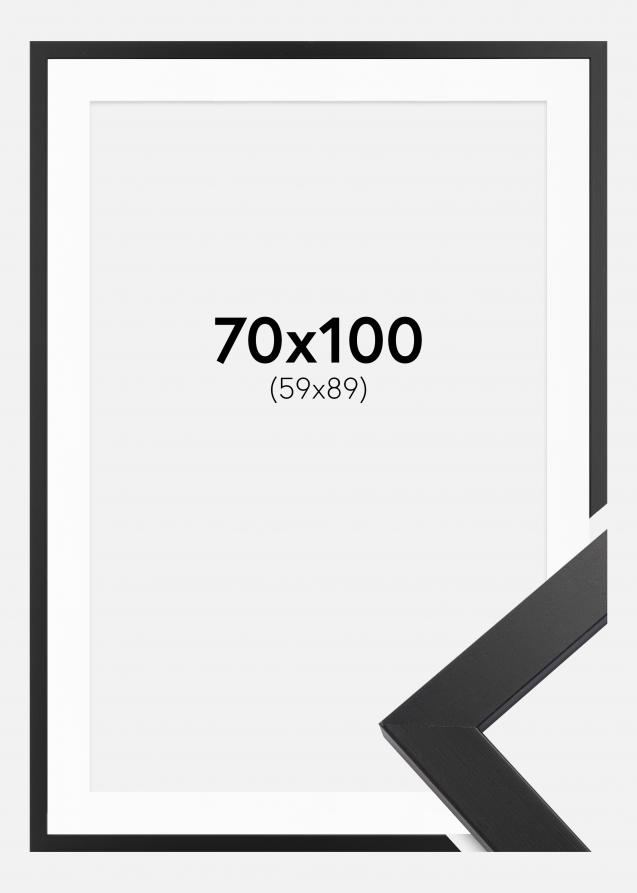 Ram med passepartou Kader Black Wood 70x100 cm - Passe-partout Wit 60x90 cm