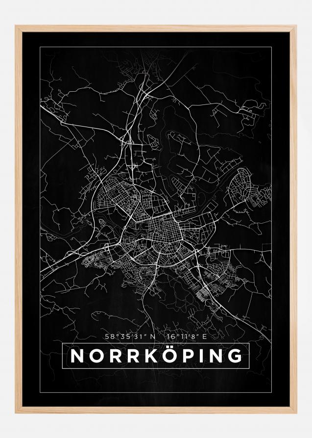 Bildverkstad Map - Norrköping - Black Poster