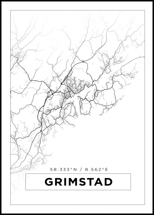 Bildverkstad Map - Grimstad - White Poster