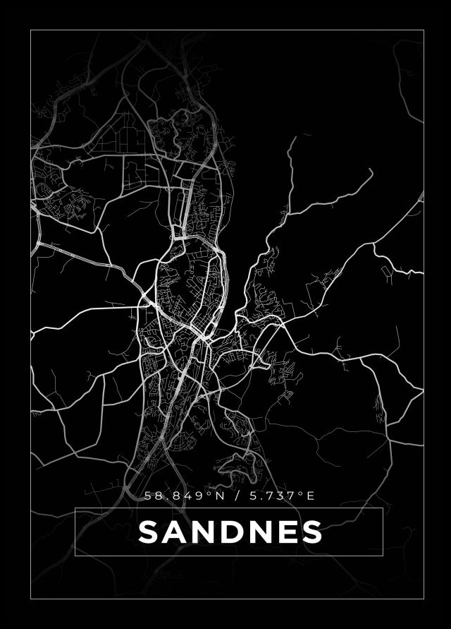 Bildverkstad Map - Sandnes - Black Poster