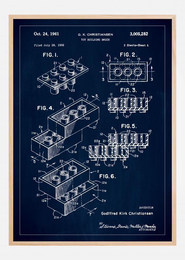 Bildverkstad Patent Print - Lego Block I - Blue Poster