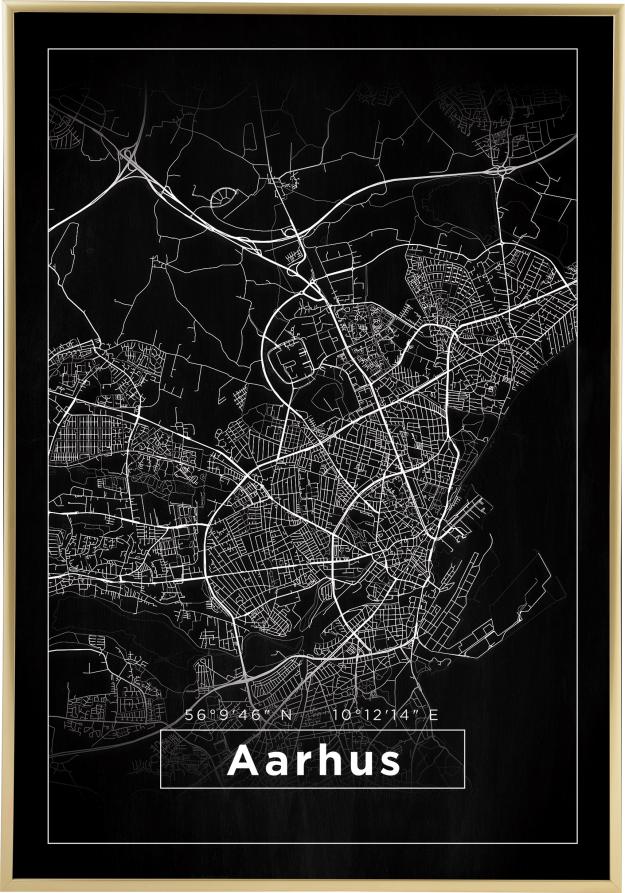 Bildverkstad Map - Aarhus - Black Poster