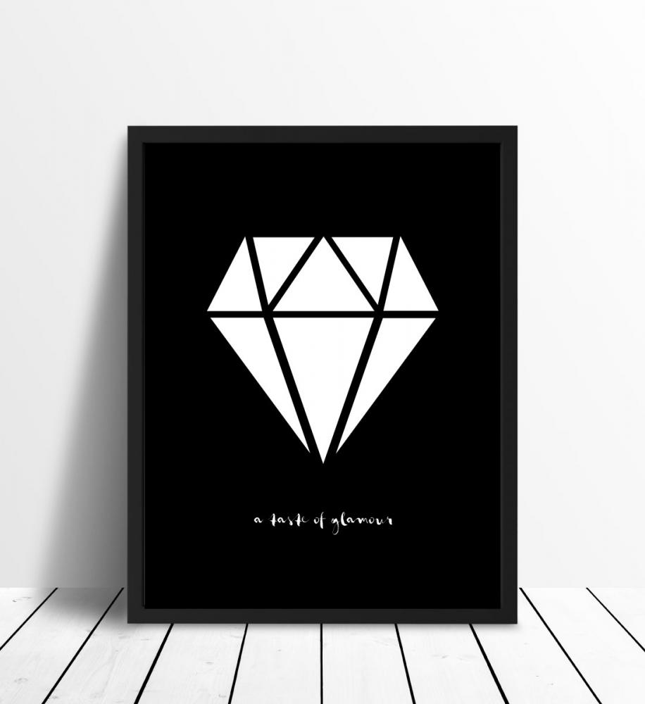 Malimi Posters Diamant - Zwart met witte print Poster