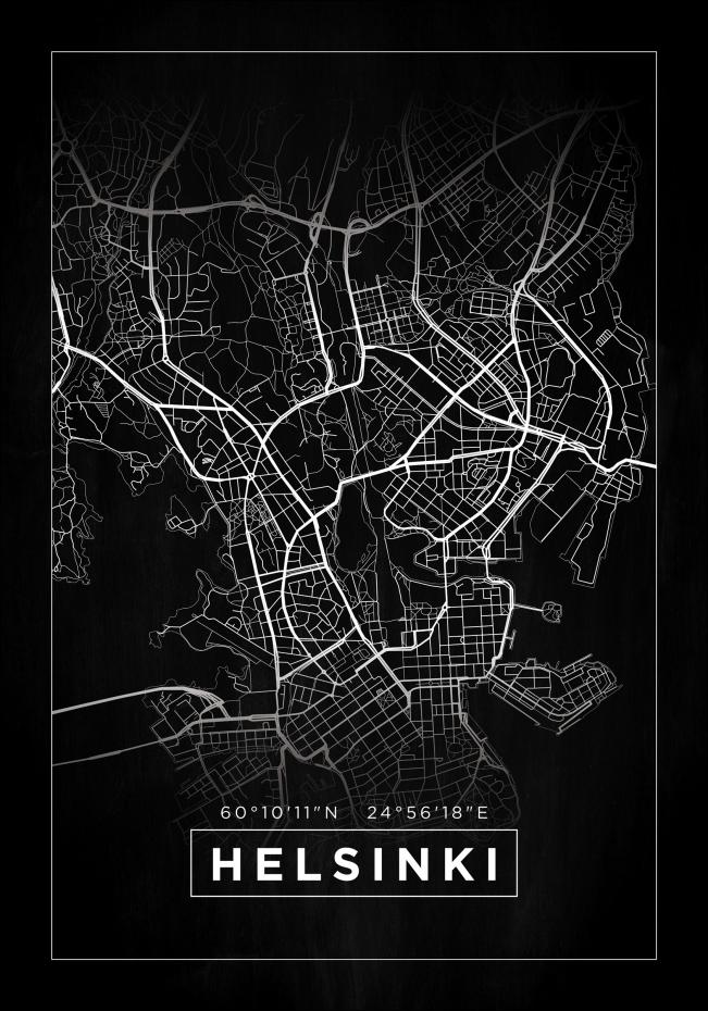 Bildverkstad Map - Helsinki - Black Poster