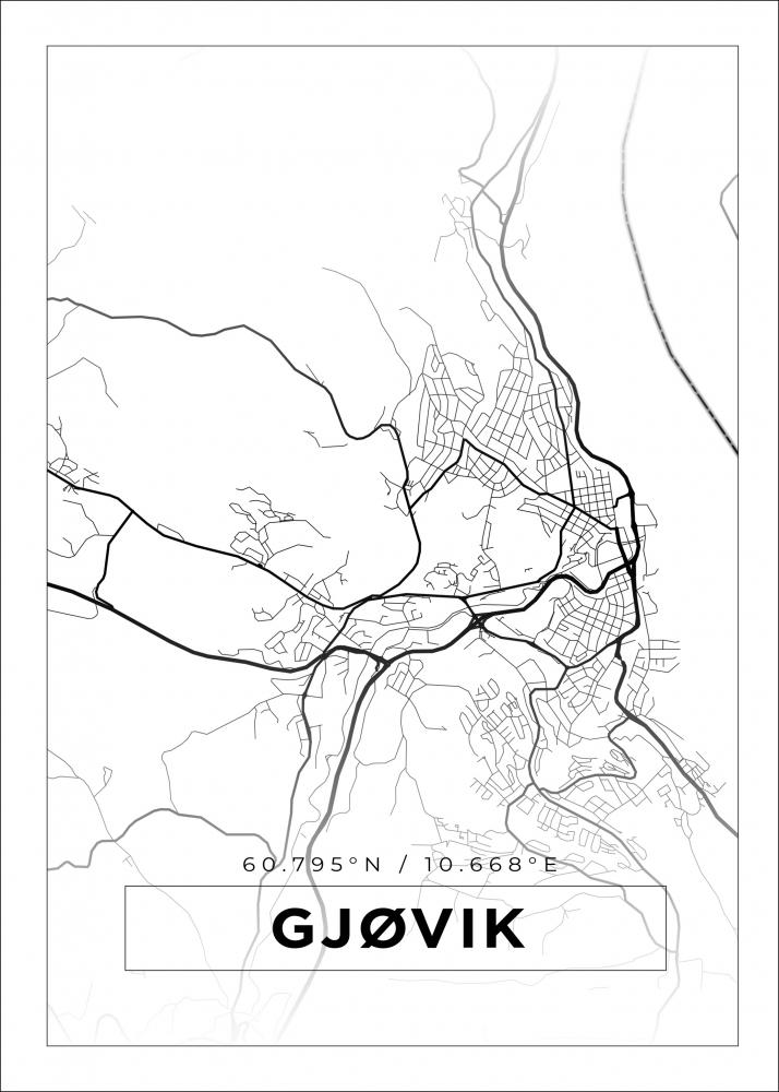 Bildverkstad Map - Gjvik - White Poster