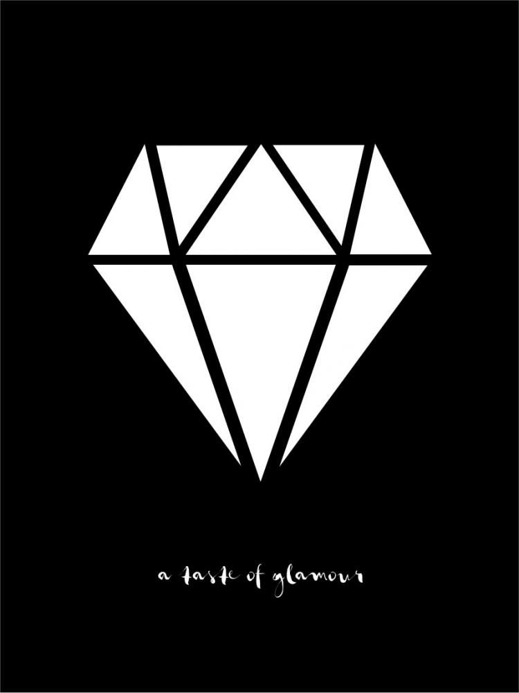 Malimi Posters Diamant - Zwart met witte print Poster
