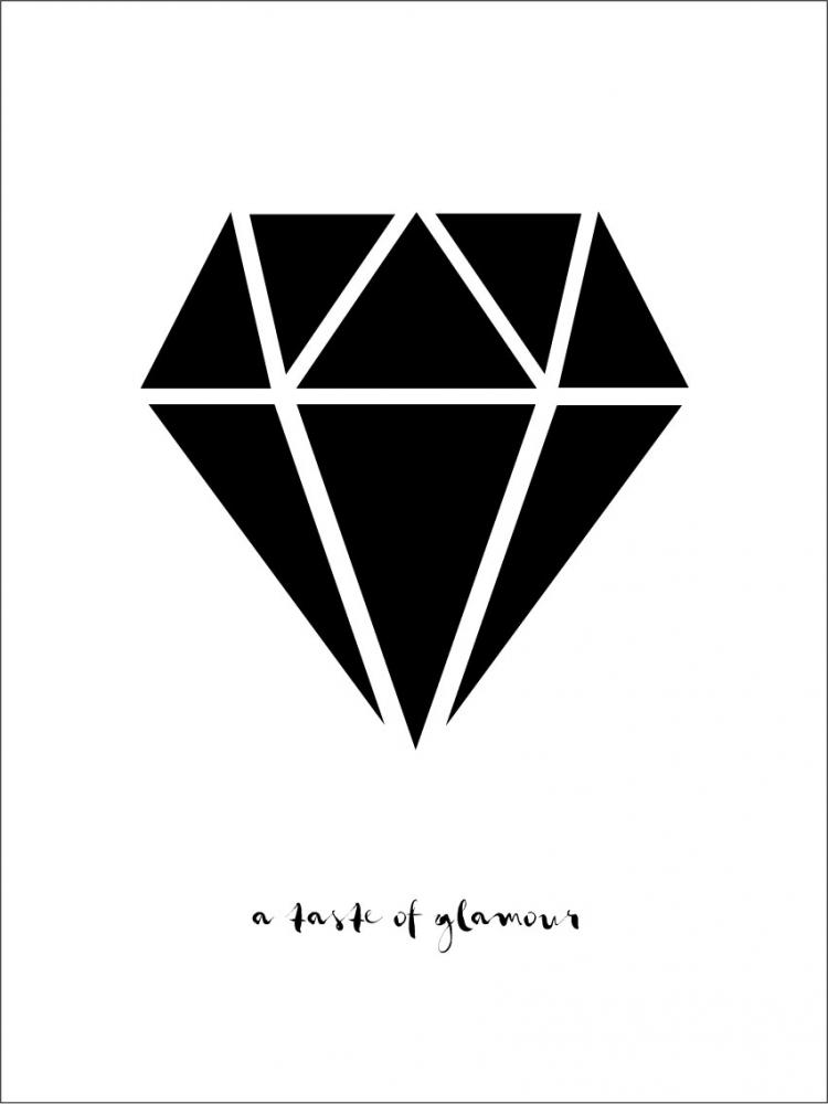 Bildverkstad Diamant - Wit met zwarte print Poster