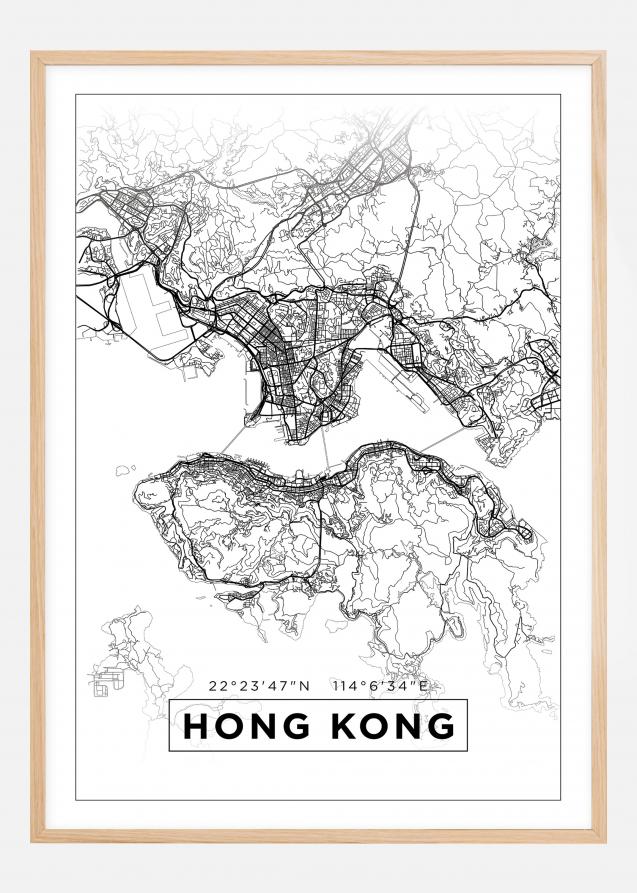 Bildverkstad Map - Hong Kong - White Poster