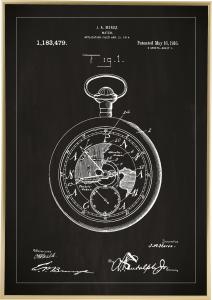 Bildverkstad Patenttekening - Zakhorloge - Zwart Poster