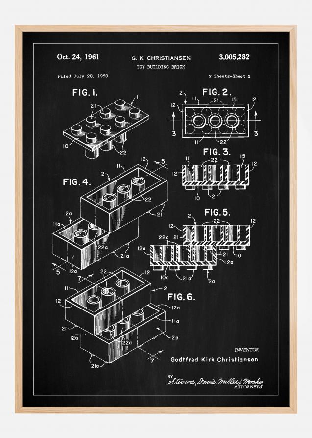 Bildverkstad Patent Print - Lego Block I - Black Poster