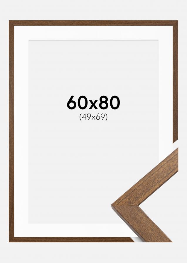Ram med passepartou Kader Stilren Warm Brown 60x80 cm - Passe-partout Wit 50x70 cm