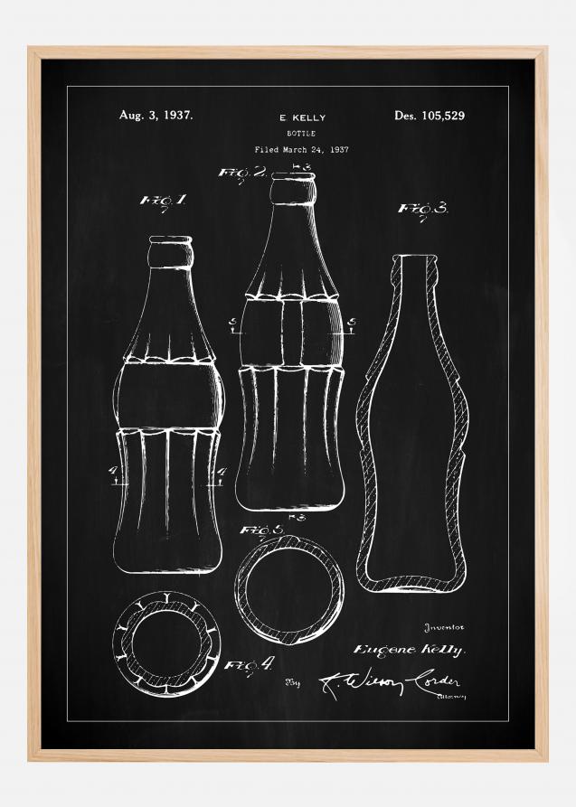 Bildverkstad Patenttekening - Coca Colafles - Zwart Poster