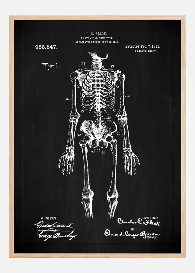 Bildverkstad Patenttekening - Anatomisch skelet I - Zwart Poster