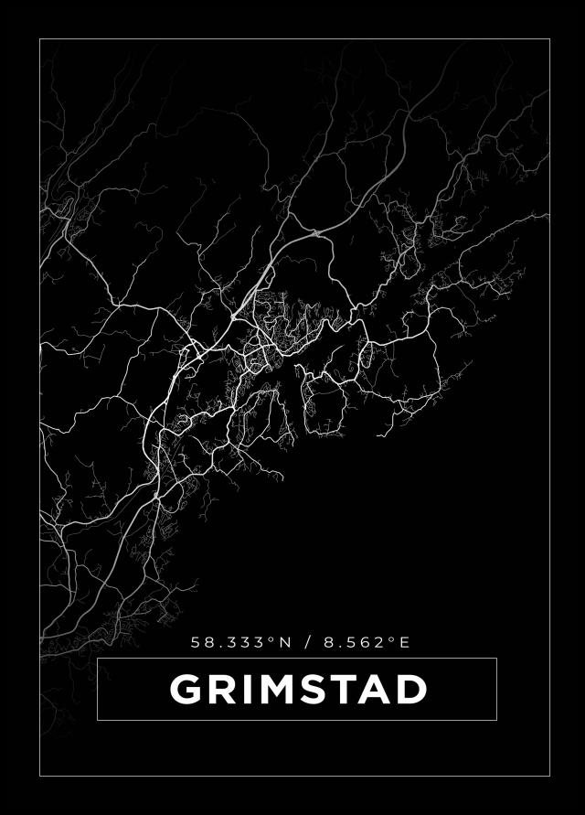 Bildverkstad Map - Grimstad - Black Poster