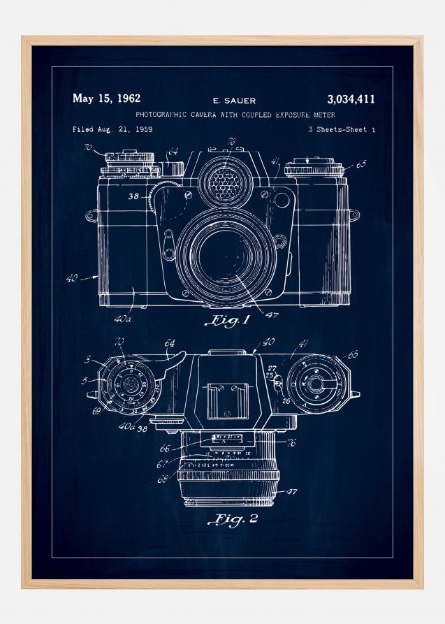 Bildverkstad Patenttekening - Camera I - Blauw Poster