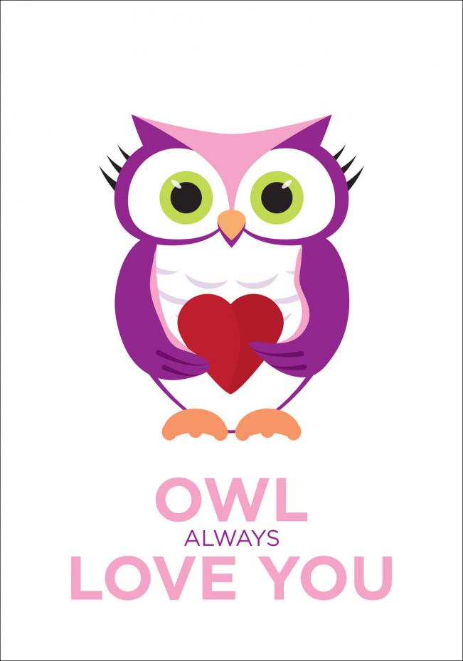 Bildverkstad Owl Always Love you - Pink-Purple