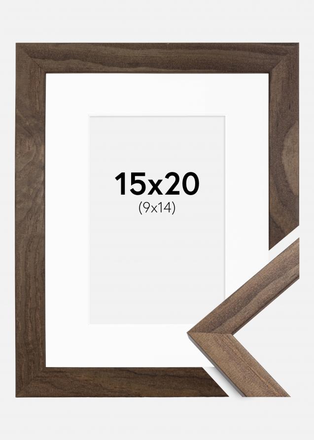 Ram med passepartou Kader Stilren Walnoot 15x20 cm - Passe-partout Wit 10x15 cm
