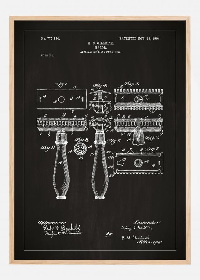 Bildverkstad Patenttekening - Scheermes - Zwart Poster