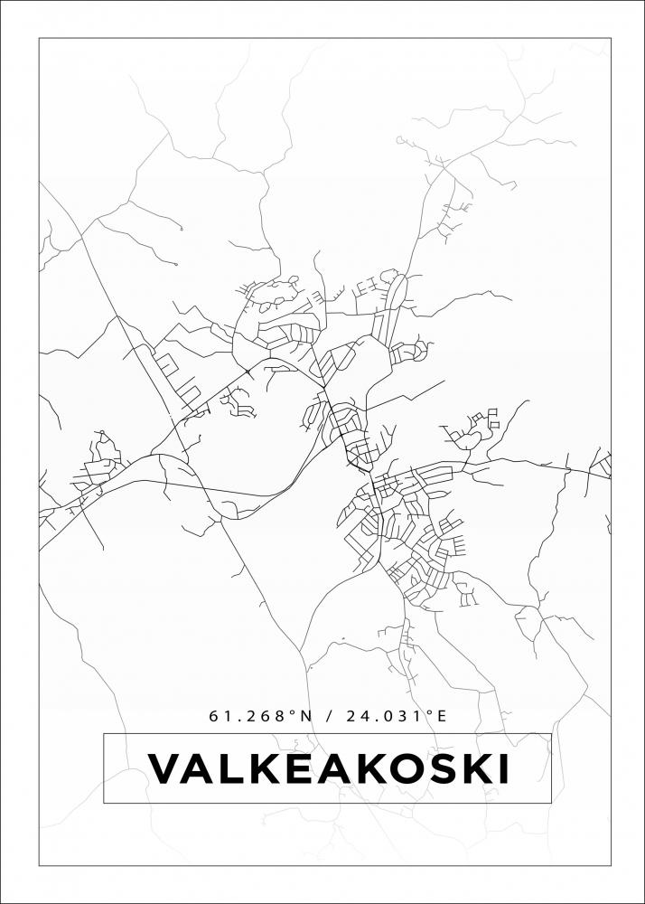 Bildverkstad Map - Valkeakoski - White Poster