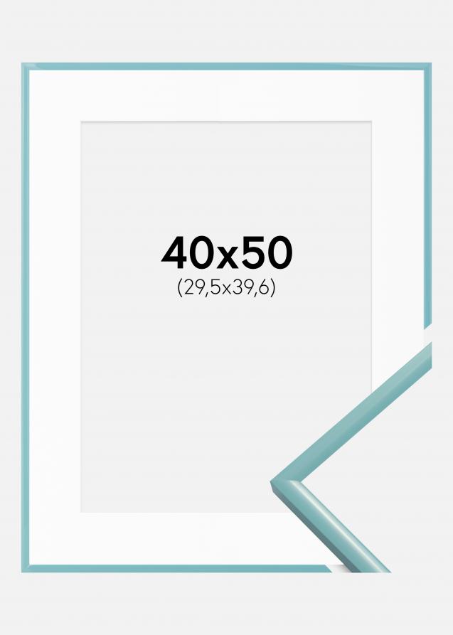 Ram med passepartou Kader New Lifestyle Turquoise 40x50 cm - Passe-partout Wit 12x16 inches