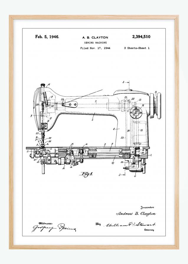 Bildverkstad Patenttekening - Naaimachine I Poster
