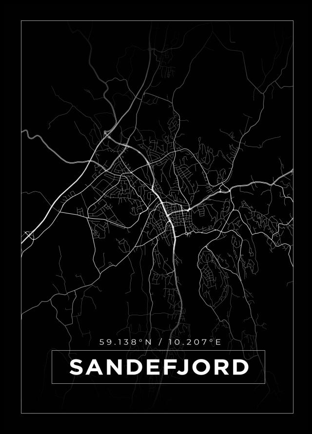 Bildverkstad Map - Sandefjord - Black Poster