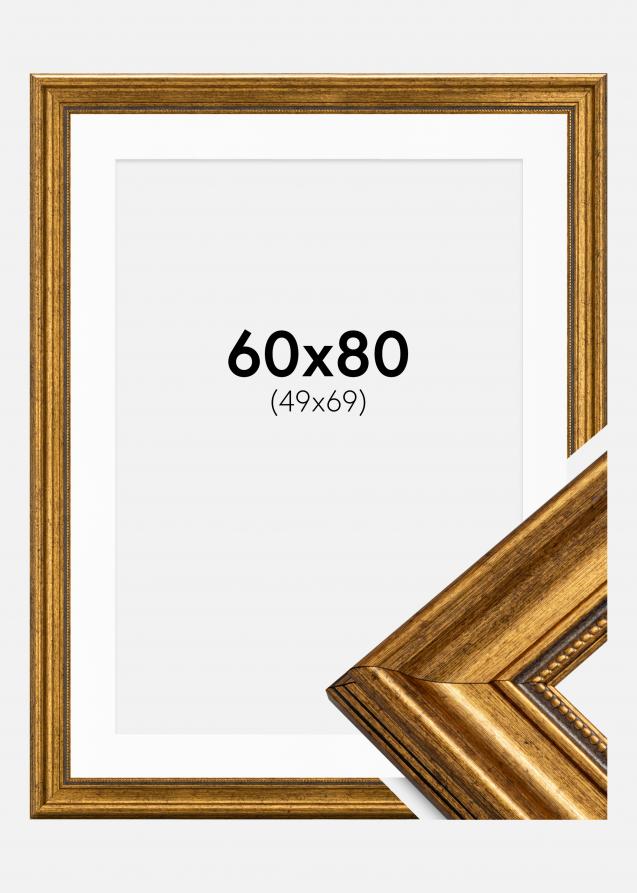 Ram med passepartou Kader Rokoko Goud 60x80 cm - Passe-partout Wit 50x70 cm