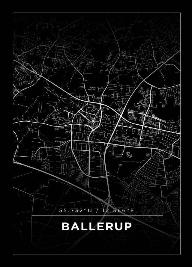 Bildverkstad Map - Ballerup - Black Poster