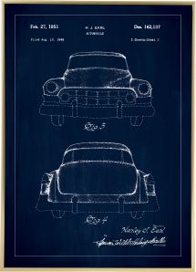 Bildverkstad Patenttekening - Cadillac II - Blauw Poster